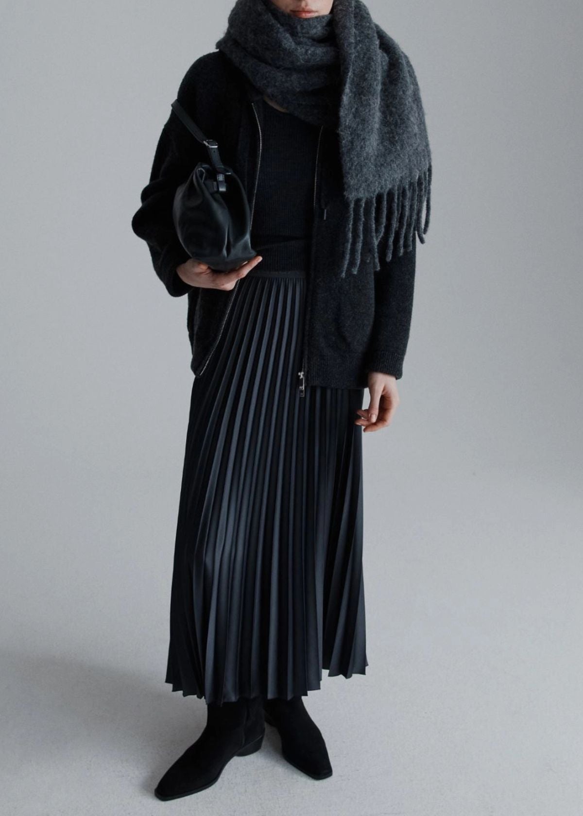 MARELLA Pontiac Plissé Pleated Skirt - Dark Grey