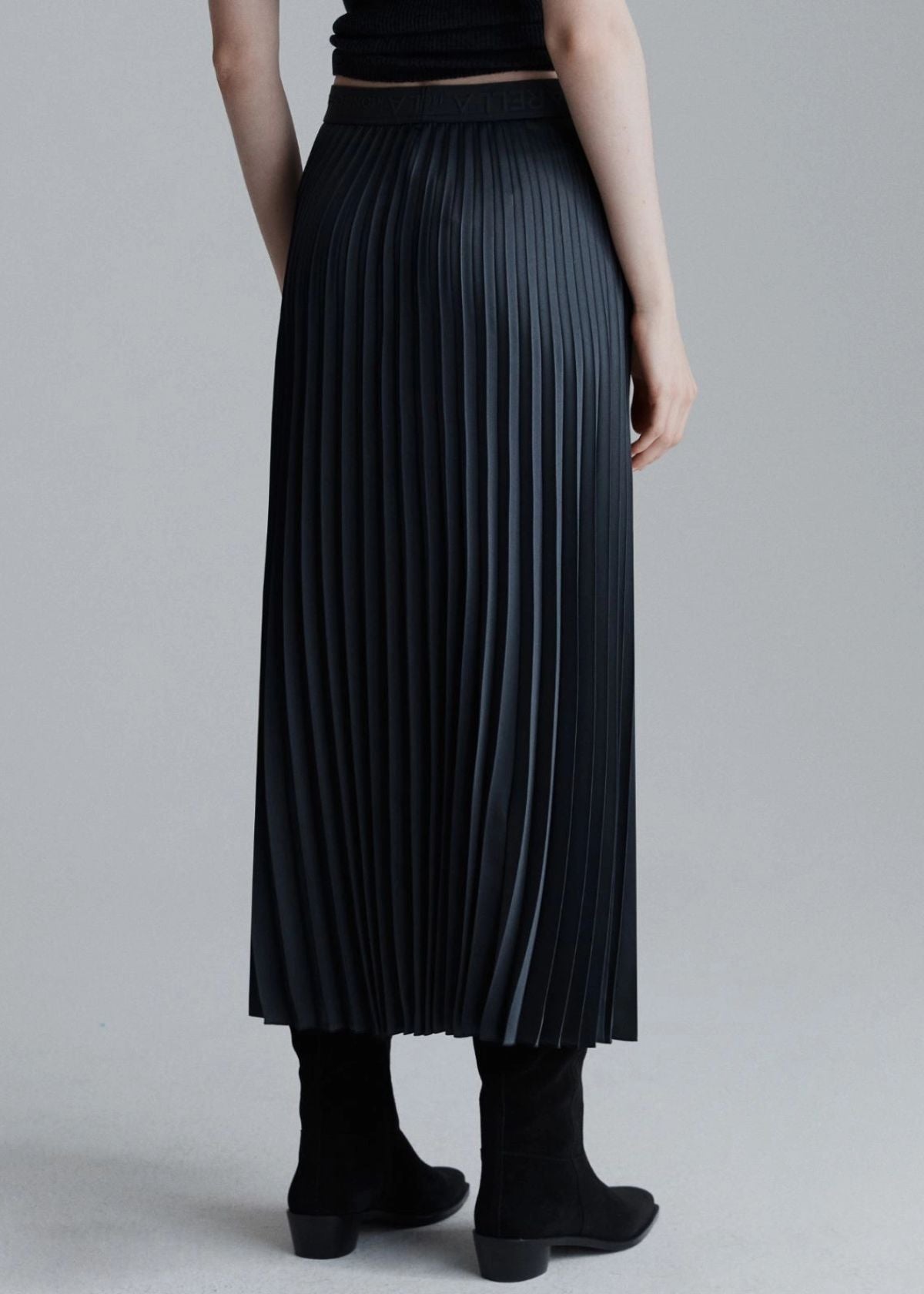 MARELLA Pontiac Plissé Pleated Skirt - Dark Grey