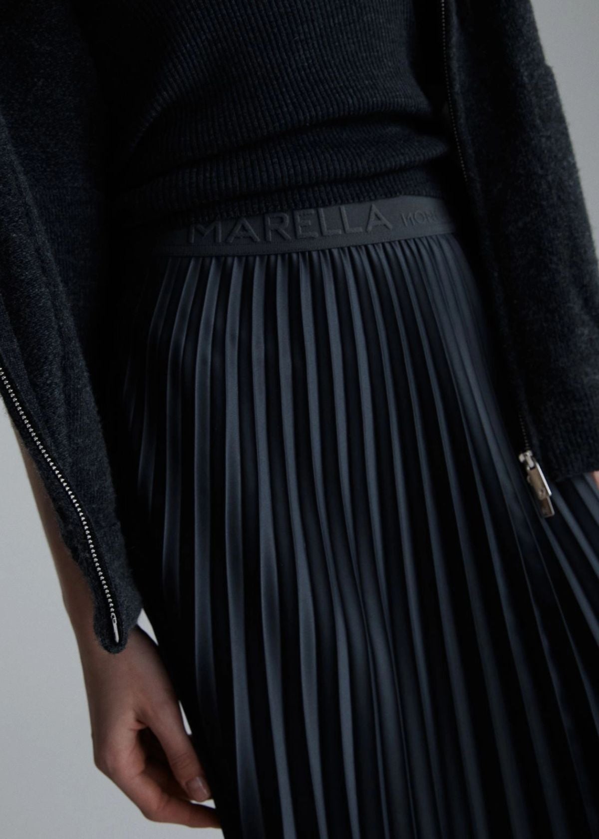 MARELLA Pontiac Plissé Pleated Skirt - Dark Grey