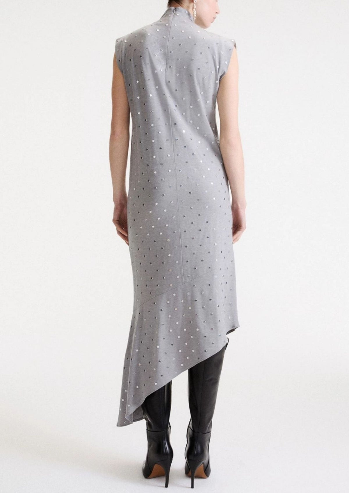 MARELLA Micro Studded Sleeveless Dress - Melange Grey