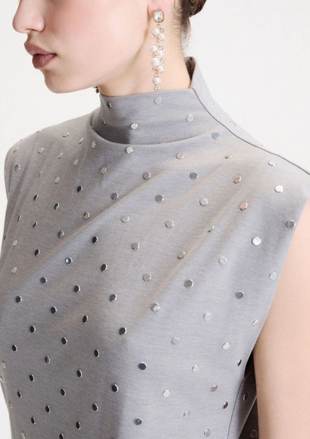 MARELLA Micro Studded Sleeveless Dress - Melange Grey