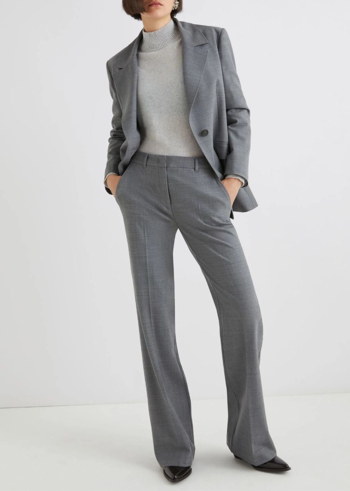 MARELLA Crisma Flared Stretch Wool Blend Pant - Melange Grey
