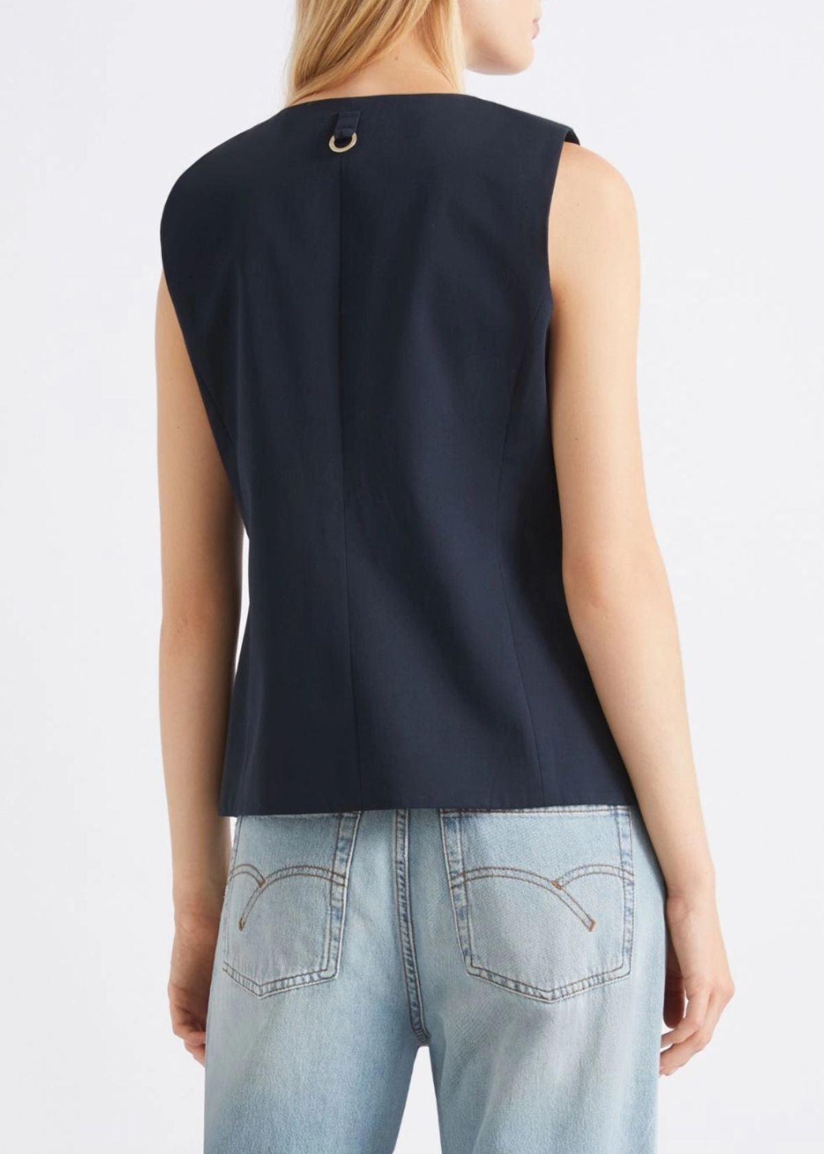 MARELLA Cotton Gabardine Vest - Navy