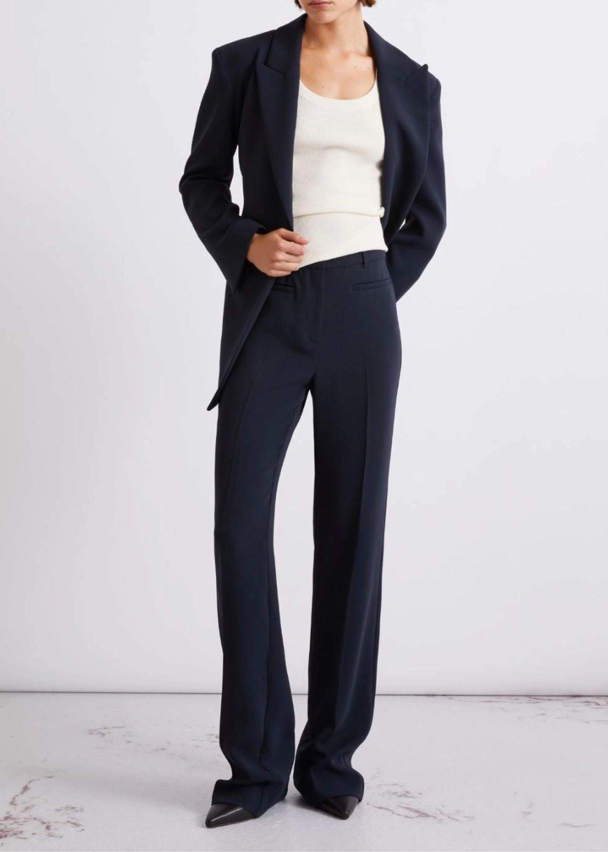 MARELLA Slightly Flared Cady Pant - Navy