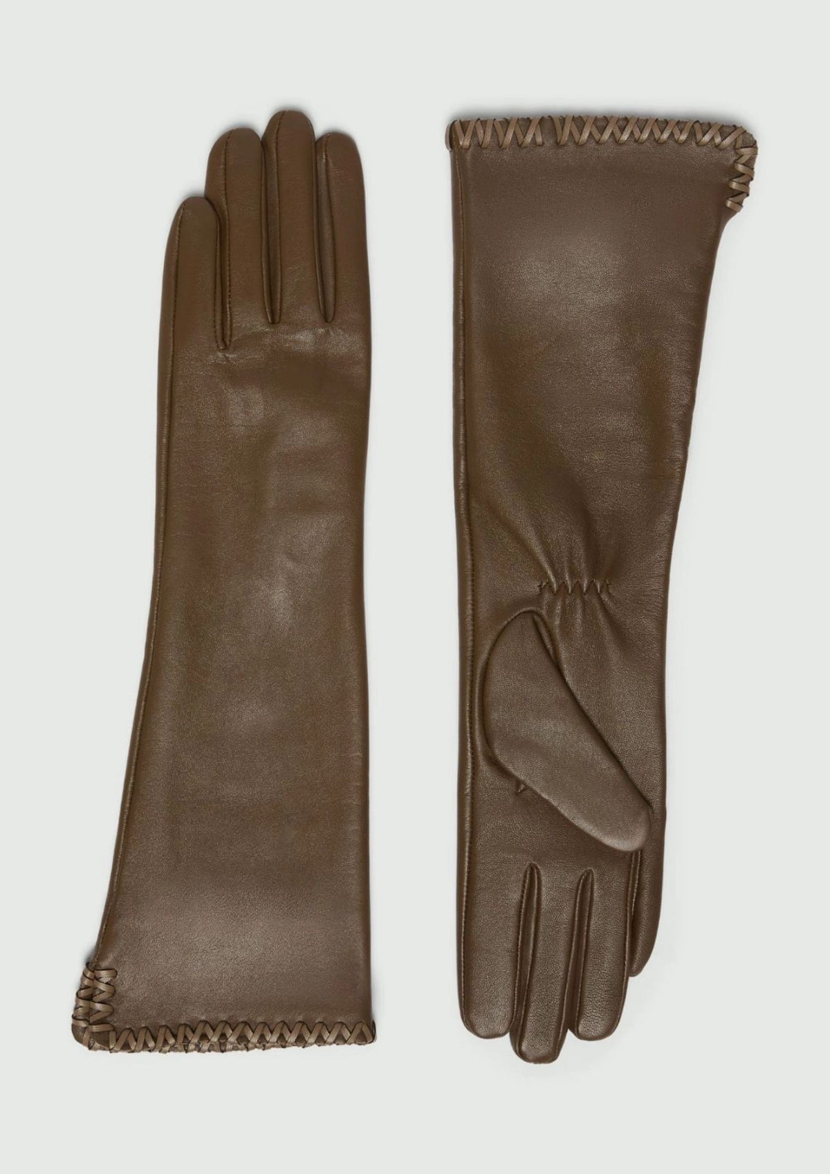 MARELLA Long Nappa Leather Gloves - Oil Green