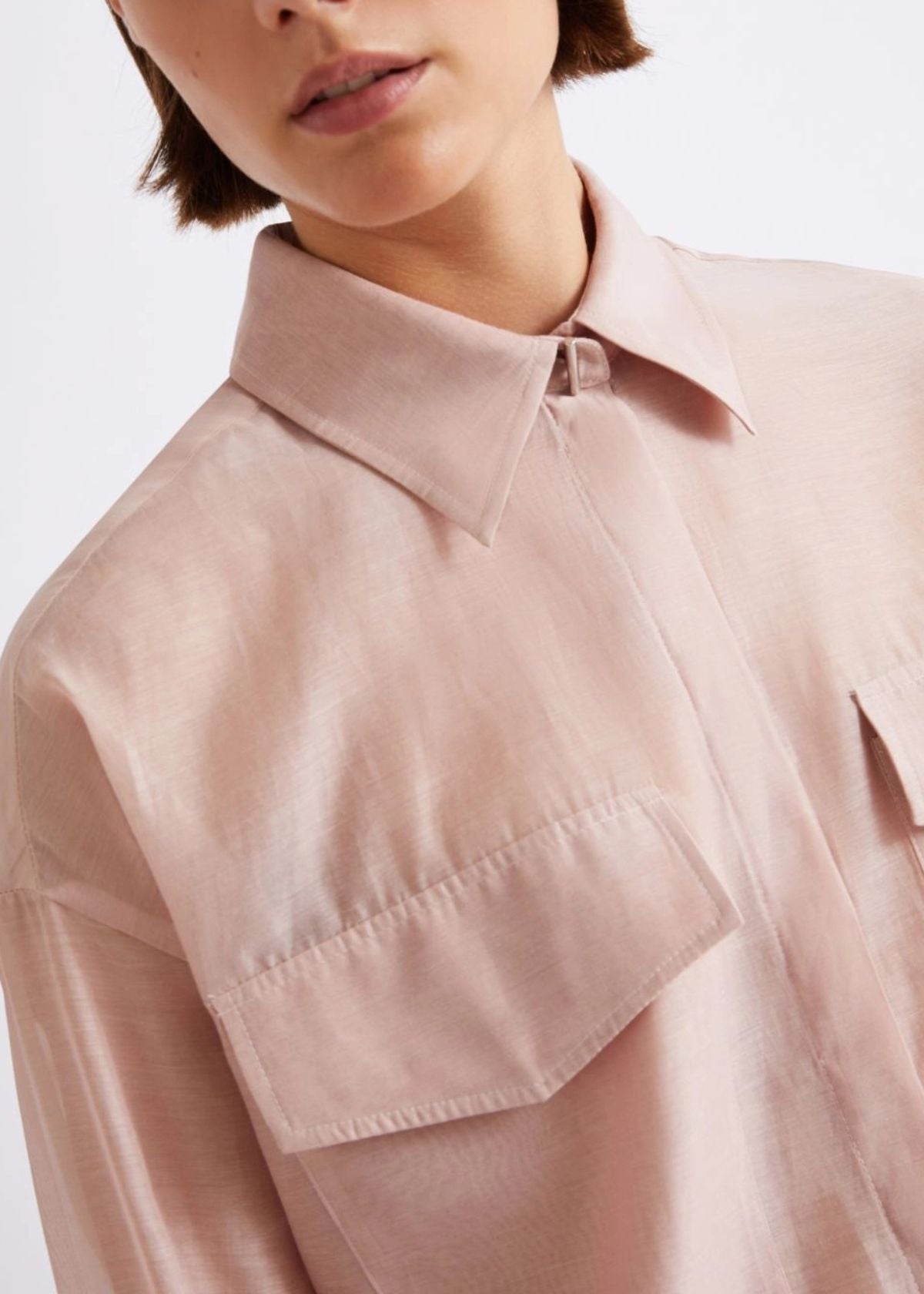 MARELLA Cotton Silk Organza Voile Top - Powder