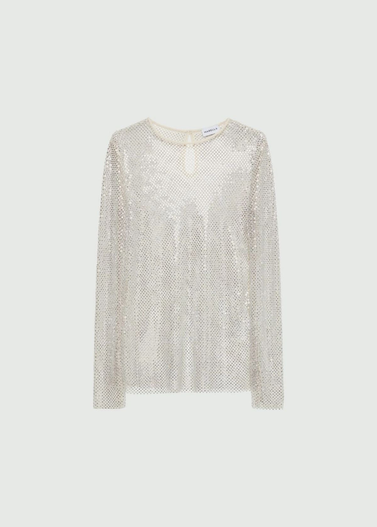 MARELLA Rhinestone Tulle Tee - Sand