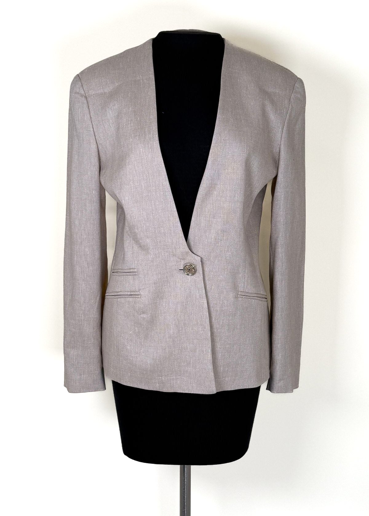 MARELLA Single Button Linen Blend Jacket - Sand