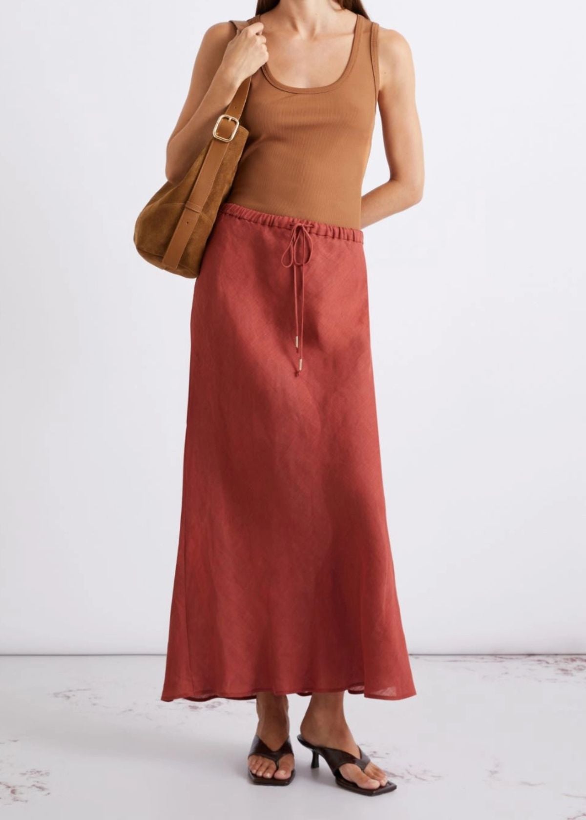 MARELLA Rib Knit Jersey Top - Tobacco