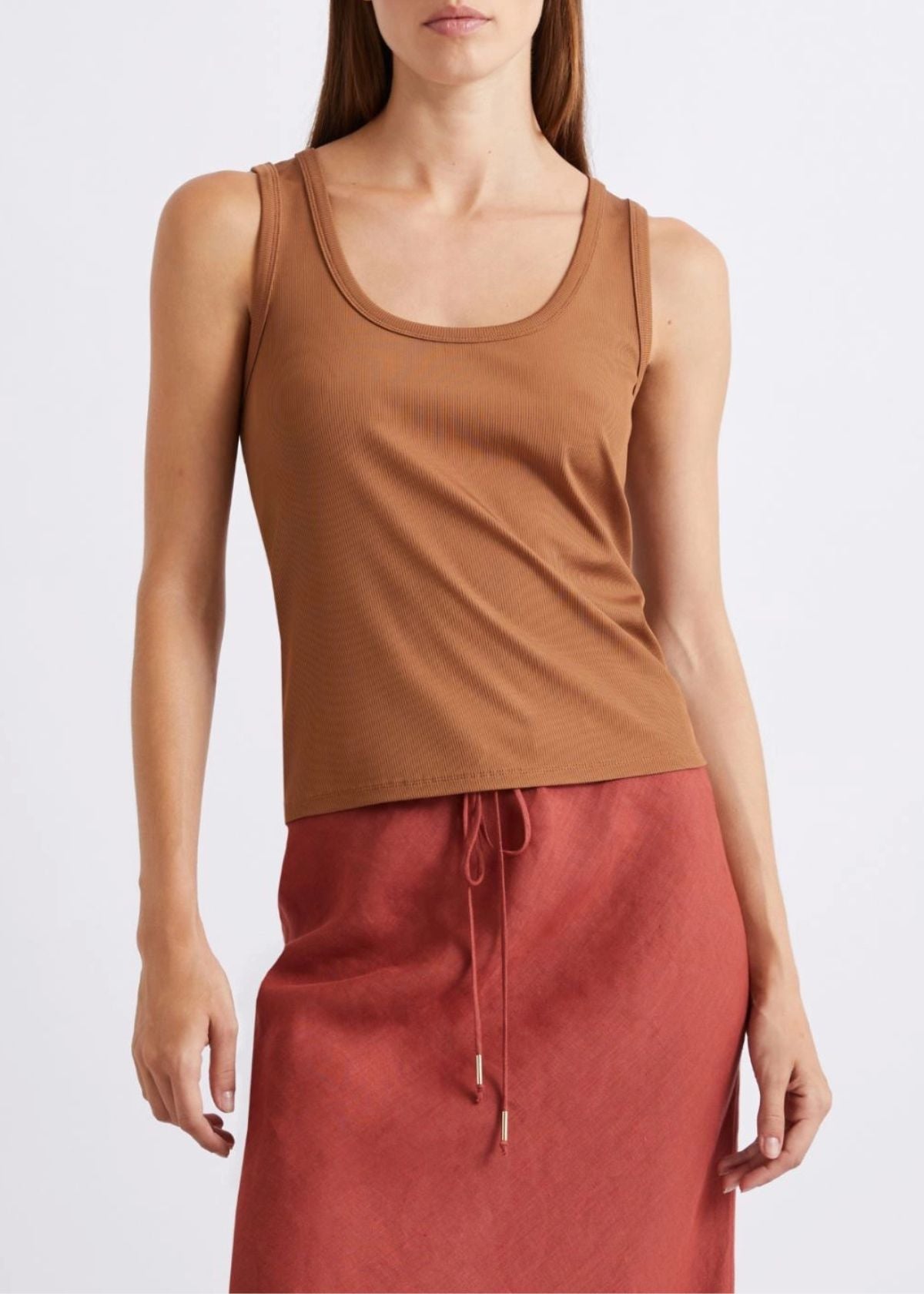 MARELLA Rib Knit Jersey Top - Tobacco