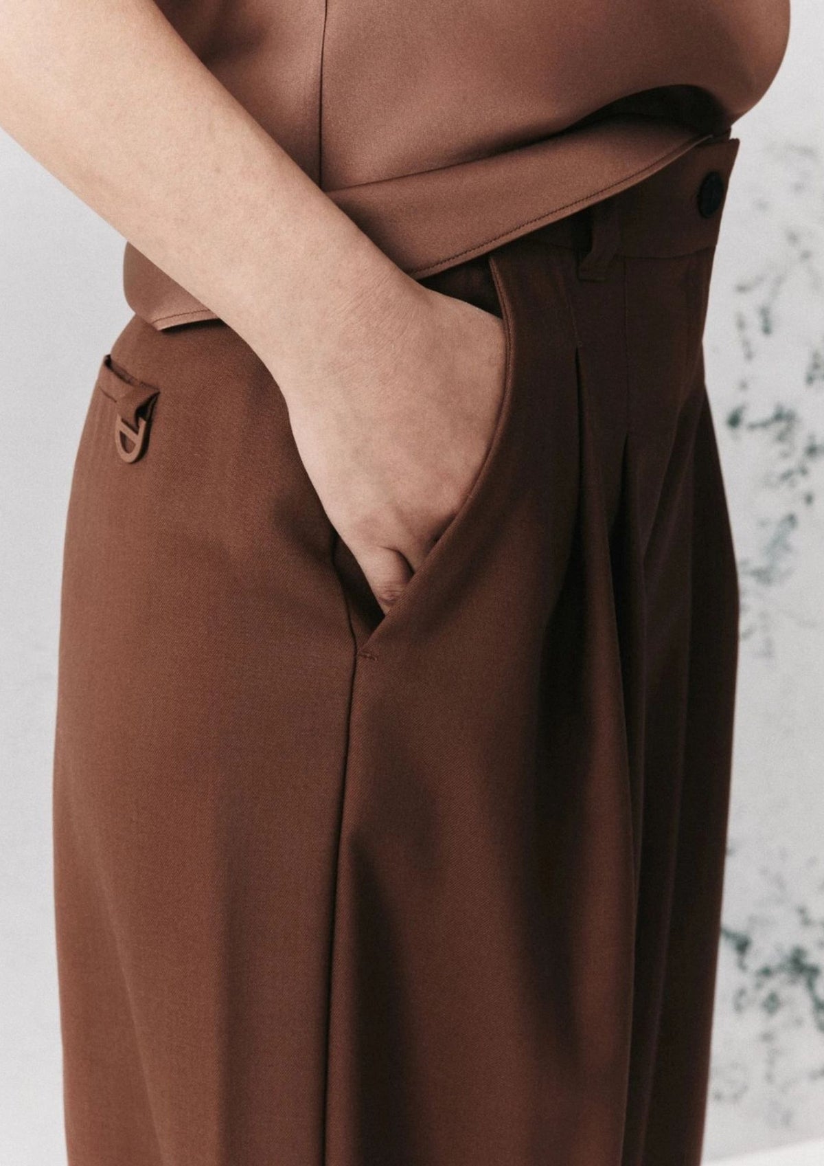 MARELLA Wide Fit Gabardine Pant - Caramel