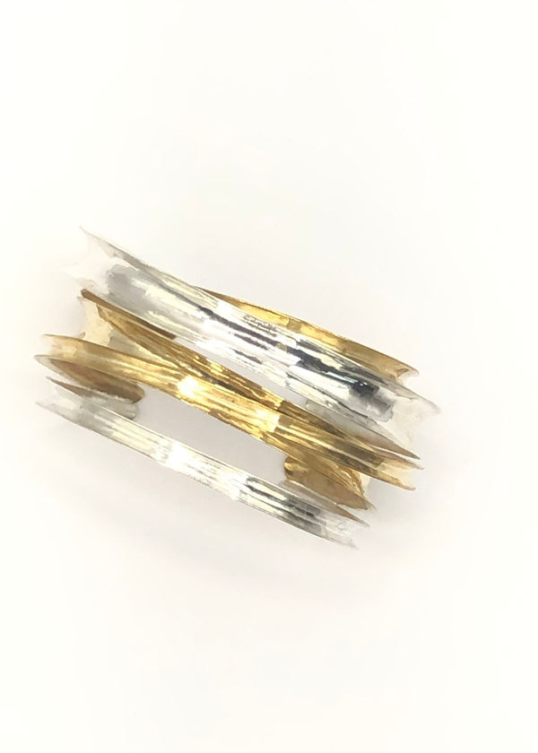MARGARET ELLIS Parentheses Cuff Bracelet - Silver & Bronze