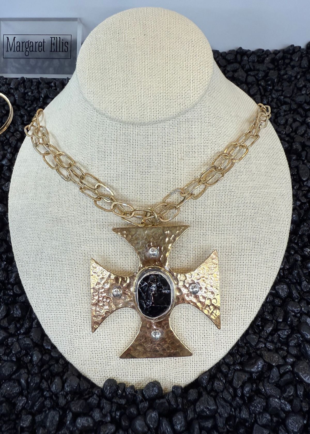 MARGARET ELLIS Black Cross Necklace