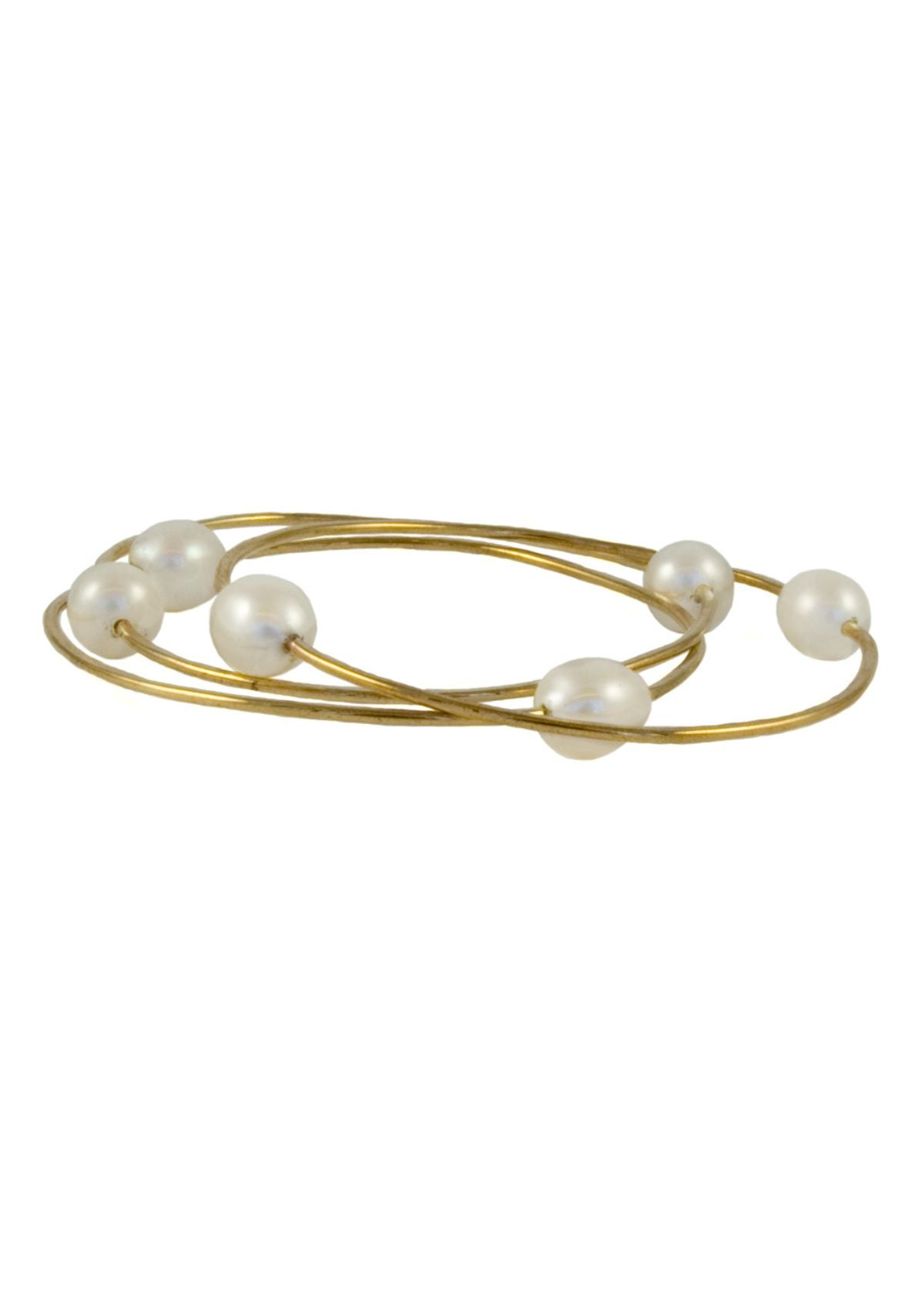 MARGARET ELLIS JEWELRY Set of 3 with 2 Pearl Bangle Bracelets