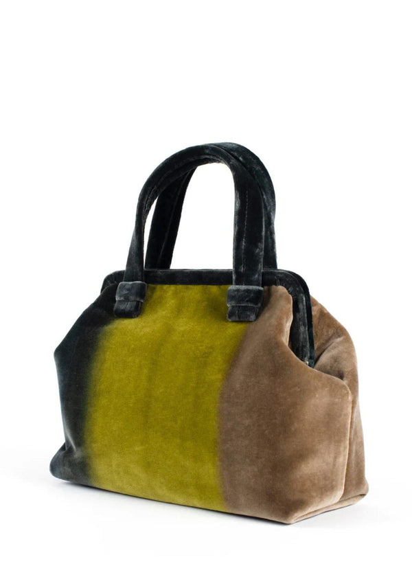 MARIAN PAQUETTE Alexandra Velvet Ombre Handbag - Charcoal and Green