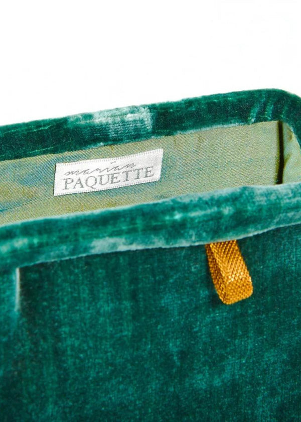 MARIAN PAQUETTE Liette Velvet Clutch Handbag - Forest Green