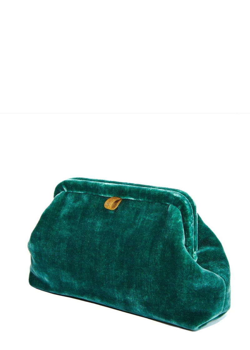 MARIAN PAQUETTE Liette Velvet Clutch Handbag - Forest Green