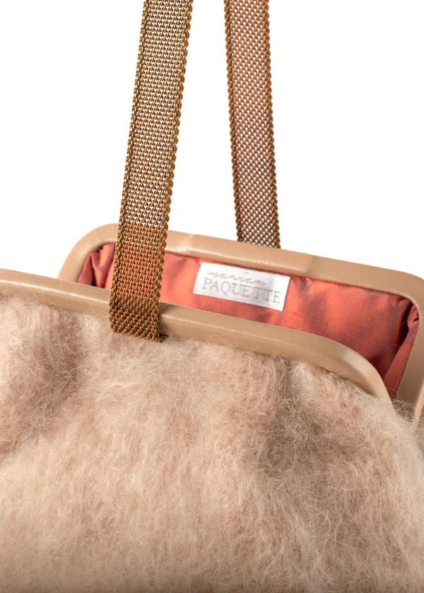 MARIAN PAQUETTE Susan Mohair Clutch Handbag - Natural