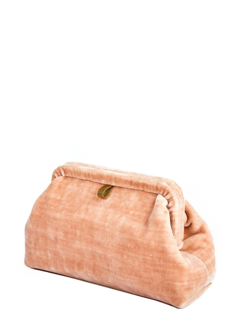 MARIAN PAQUETTE Liette Velvet Clutch Handbag - Pale Pink