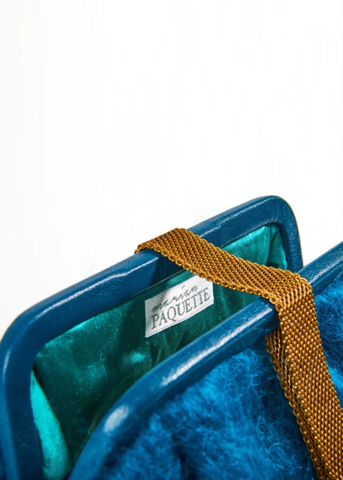 MARIAN PAQUETTE Susan Teal Mohair Handbag