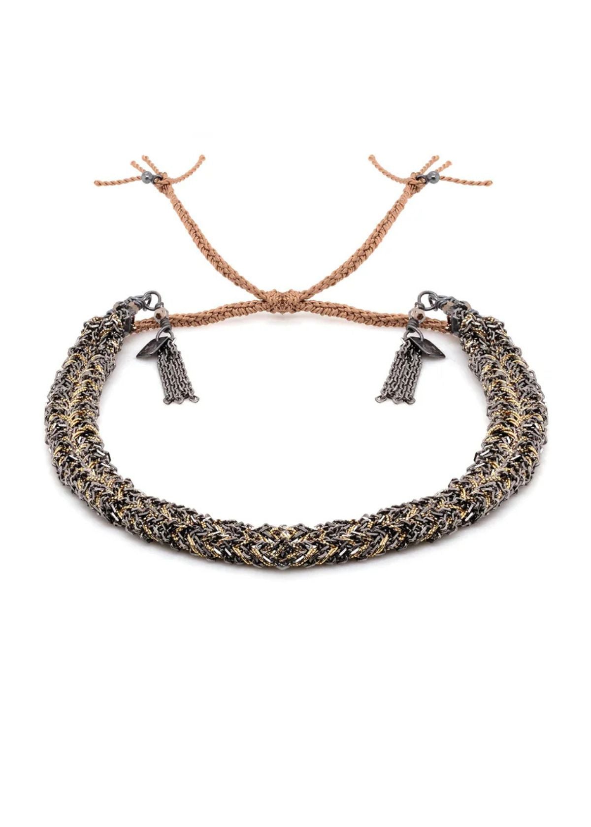 MARIE LAURE CHAMOREL N° 183 Braided Bracelet - Ruthenium Lurex Gold