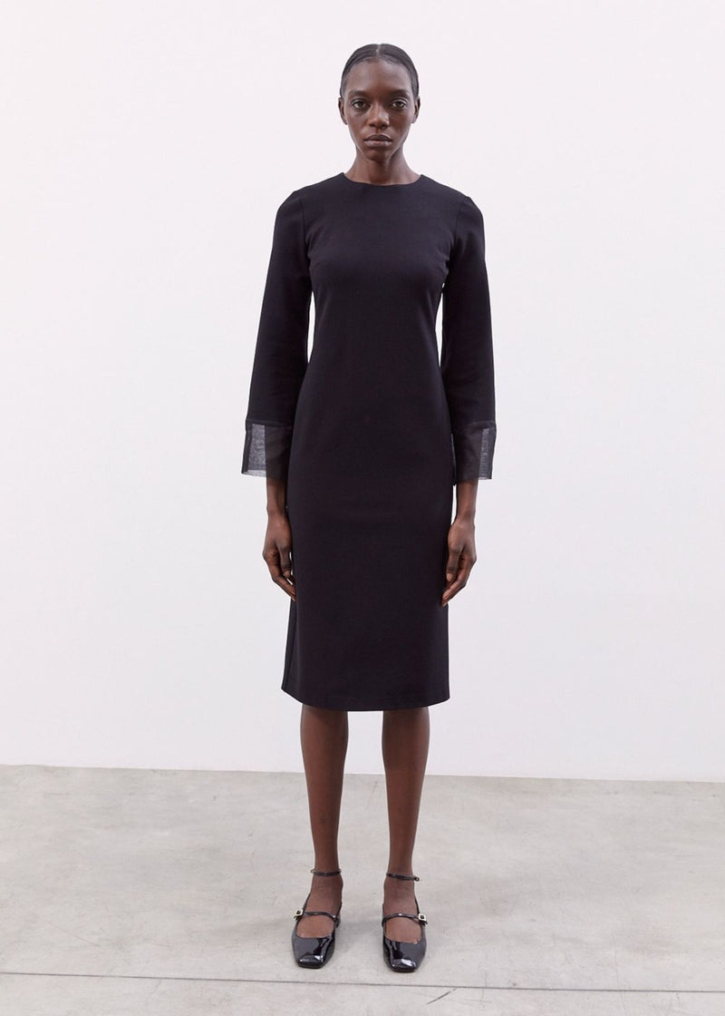MEIMEIJ Silk Cuff Sheath Dress - Black