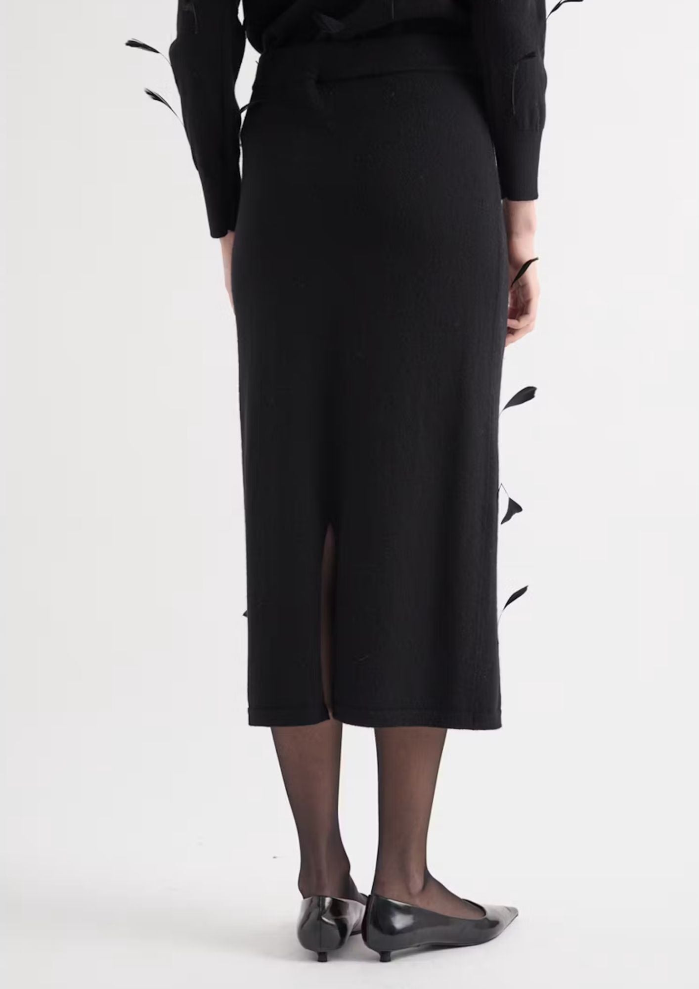 MEIMEIJ Feather Pencil Skirt - Black