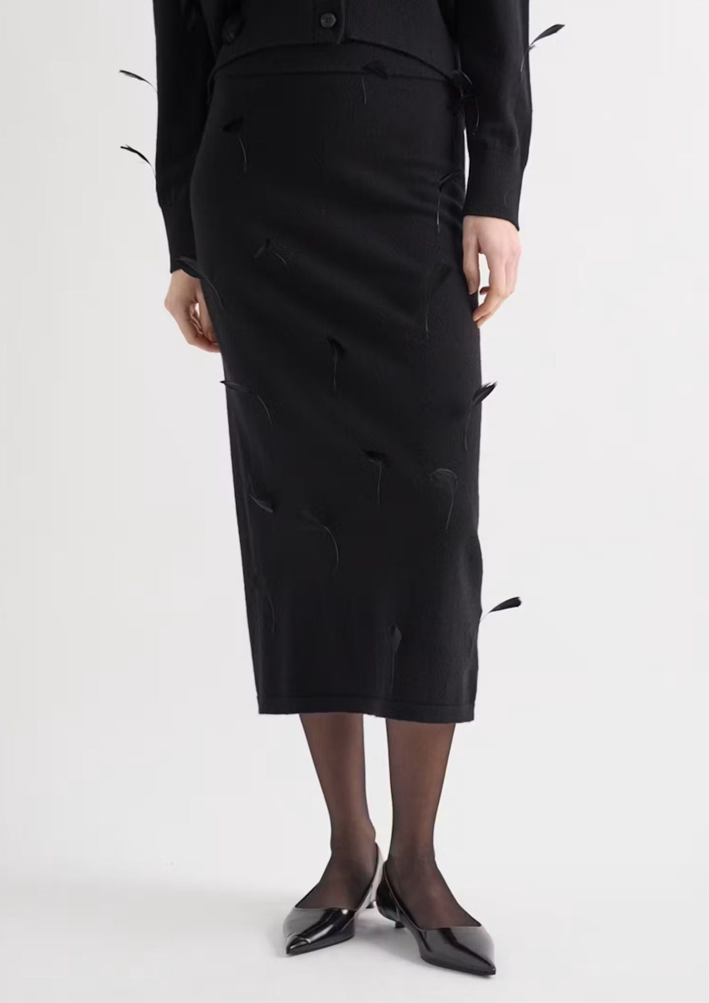 MEIMEIJ Feather Pencil Skirt - Black