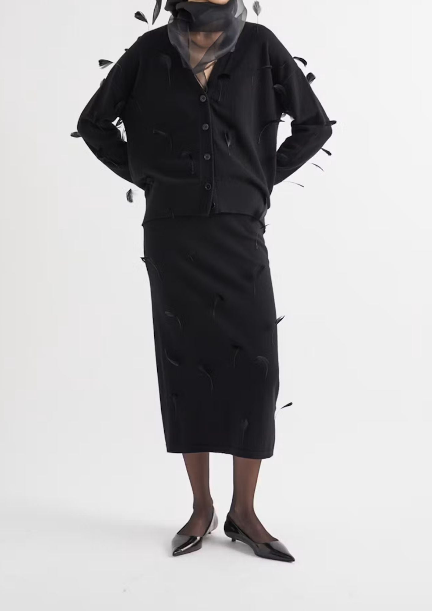 MEIMEIJ Feather Cardigan - Black