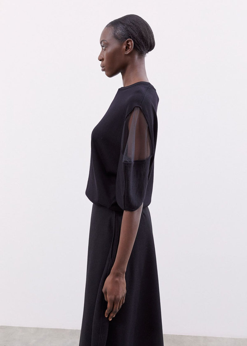 MEIMEIJ Tulle Sleeve Sweater - Black