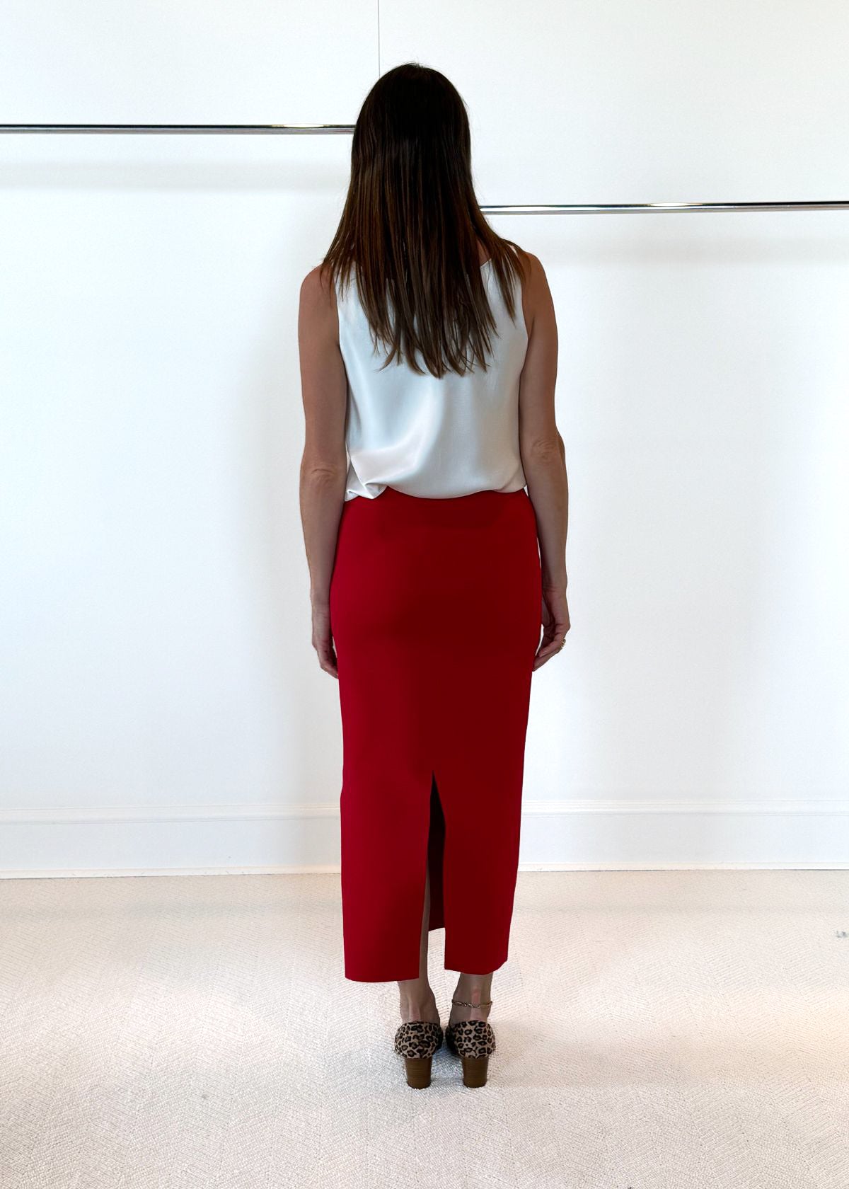 MEIMEIJ Ankle Length Stretch Skirt - Coral