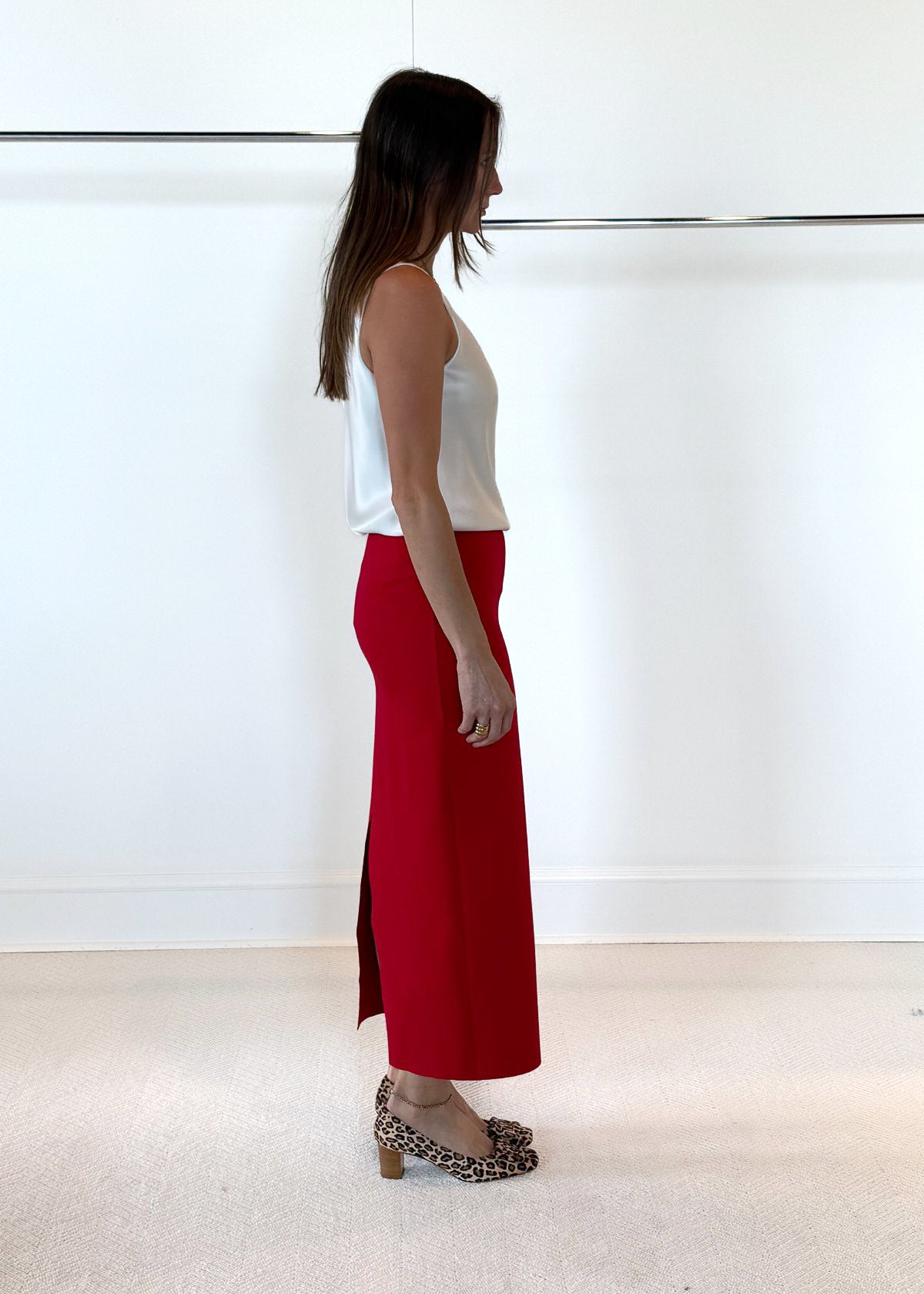 MEIMEIJ Ankle Length Stretch Skirt - Coral