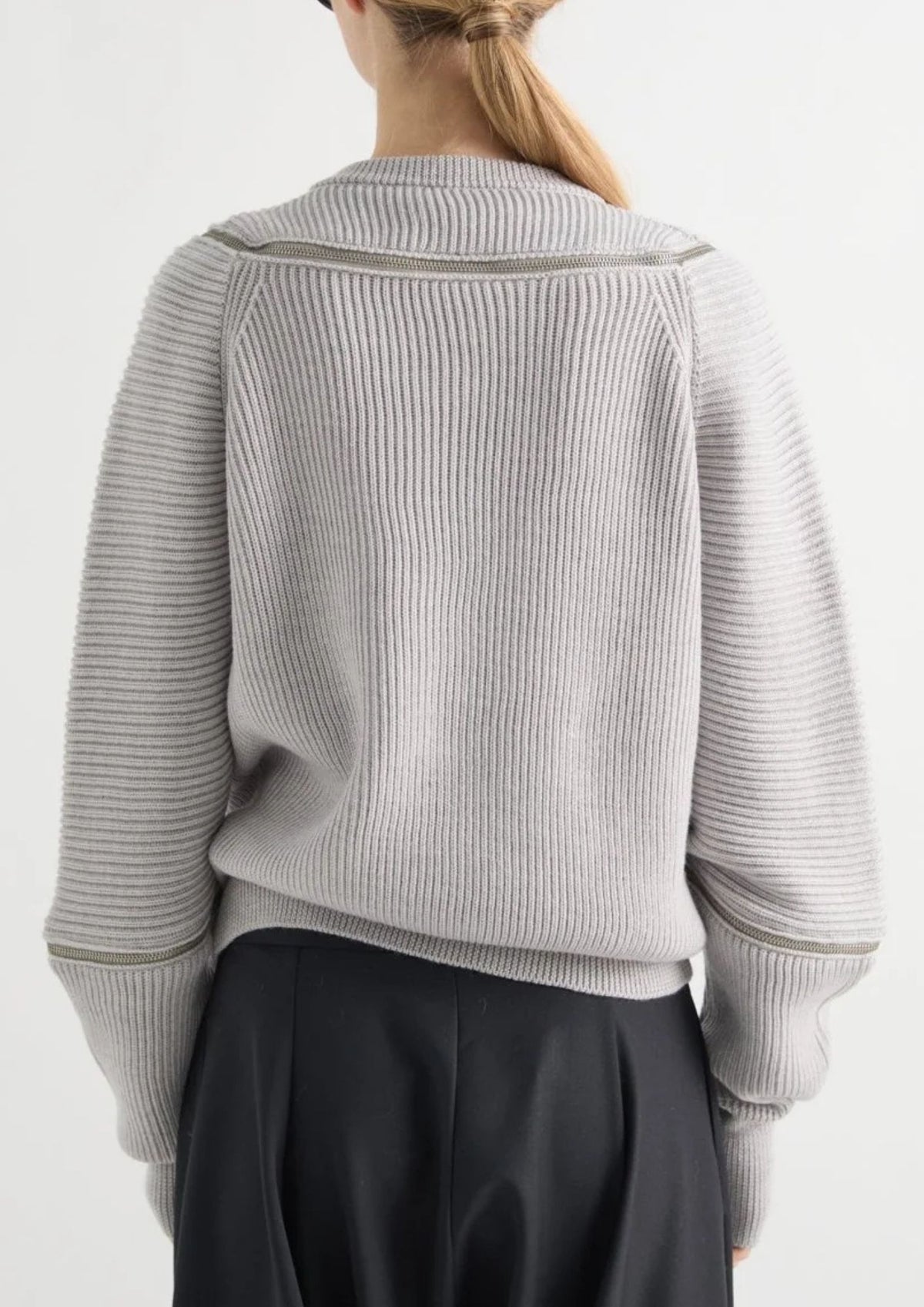 MEIMEIJ Metal Zip Wool Sweater - Pearl
