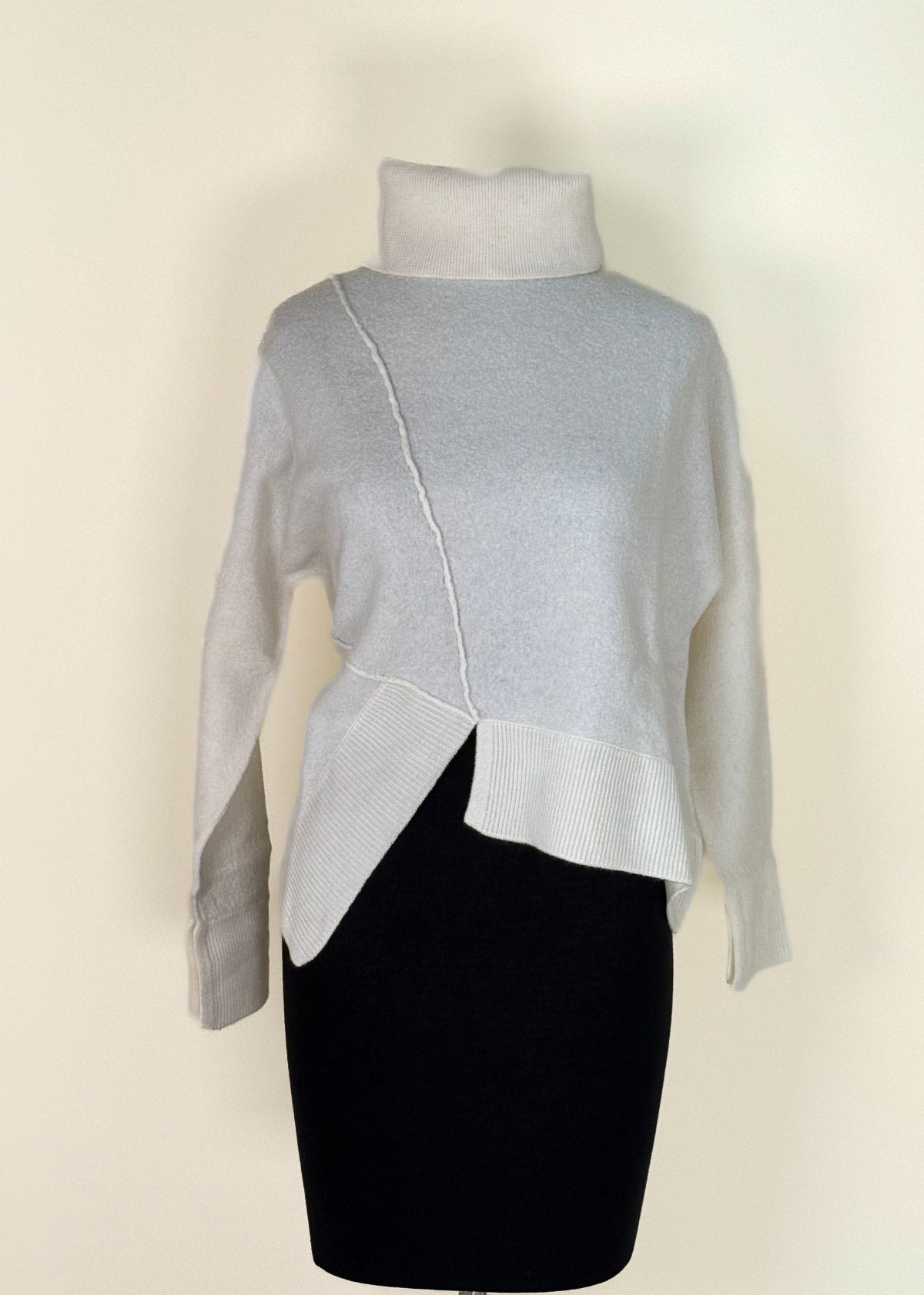 MEIMEIJ Wool Asymmetrical Hem Sweater - Latte