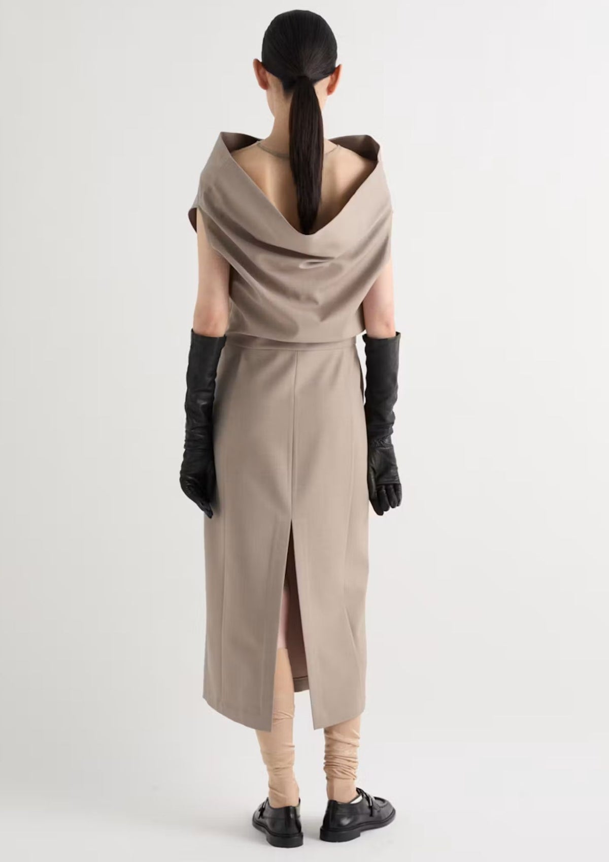 MEIMEIJ Draped Neckline Midi Dress - Cloud