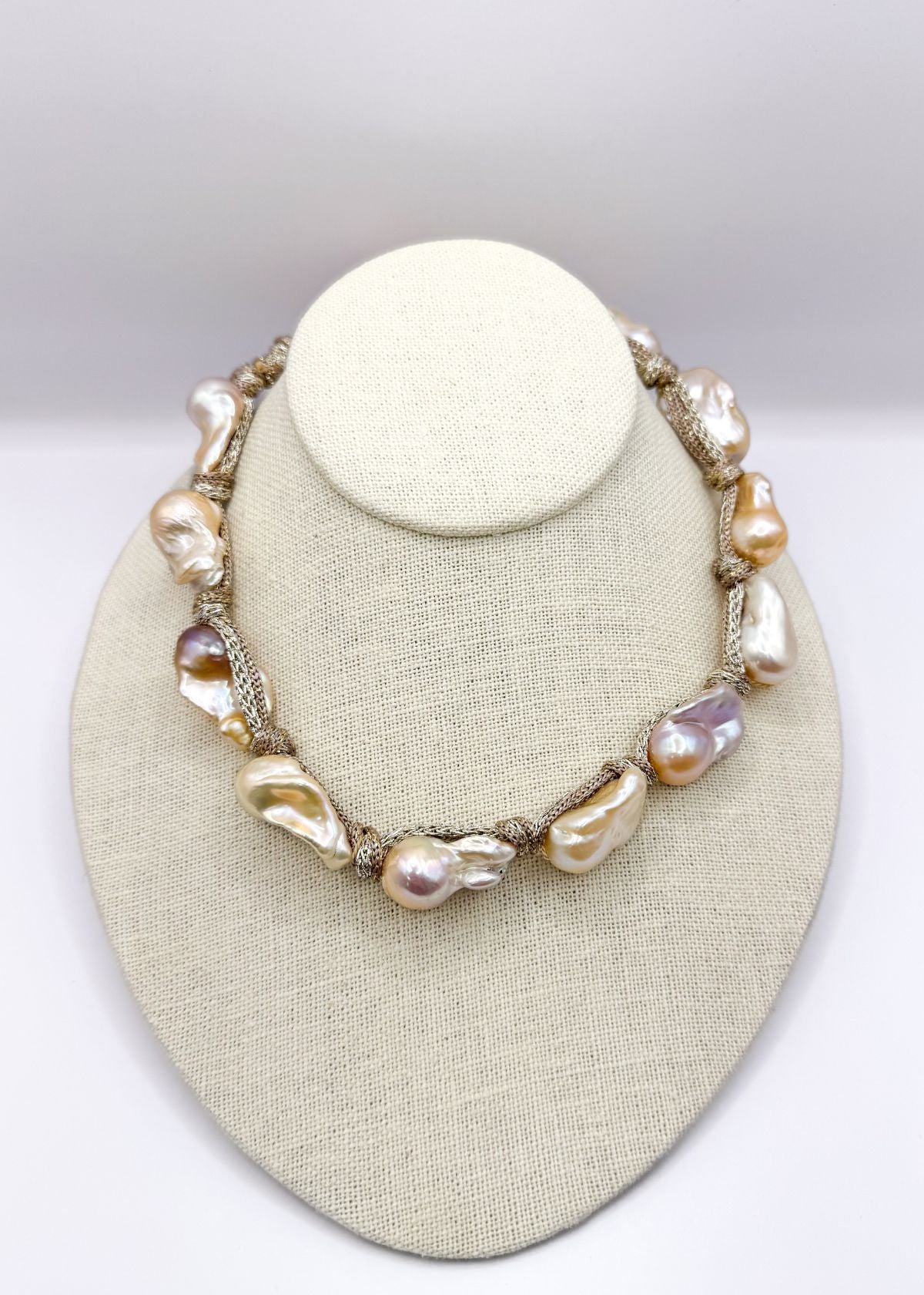 MELA Champagne Baroque Pearl Necklace