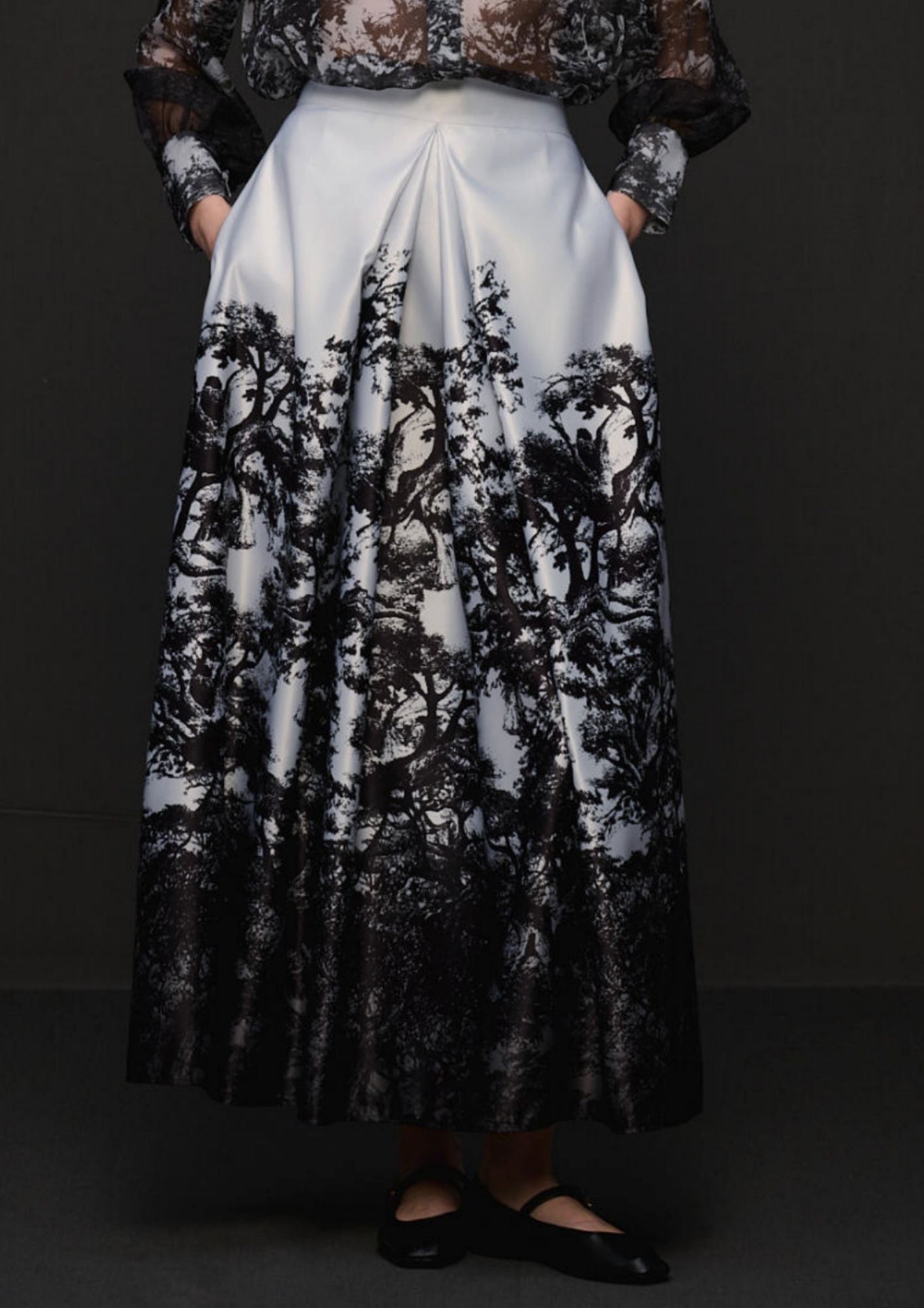MILVA MI Flared Maxi Skirt - Black and Light Grey