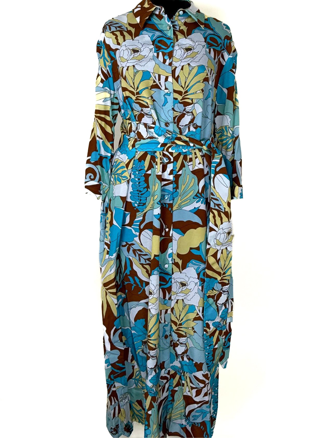 MILVA MI Floral Print Shirtdress - Blue Multi