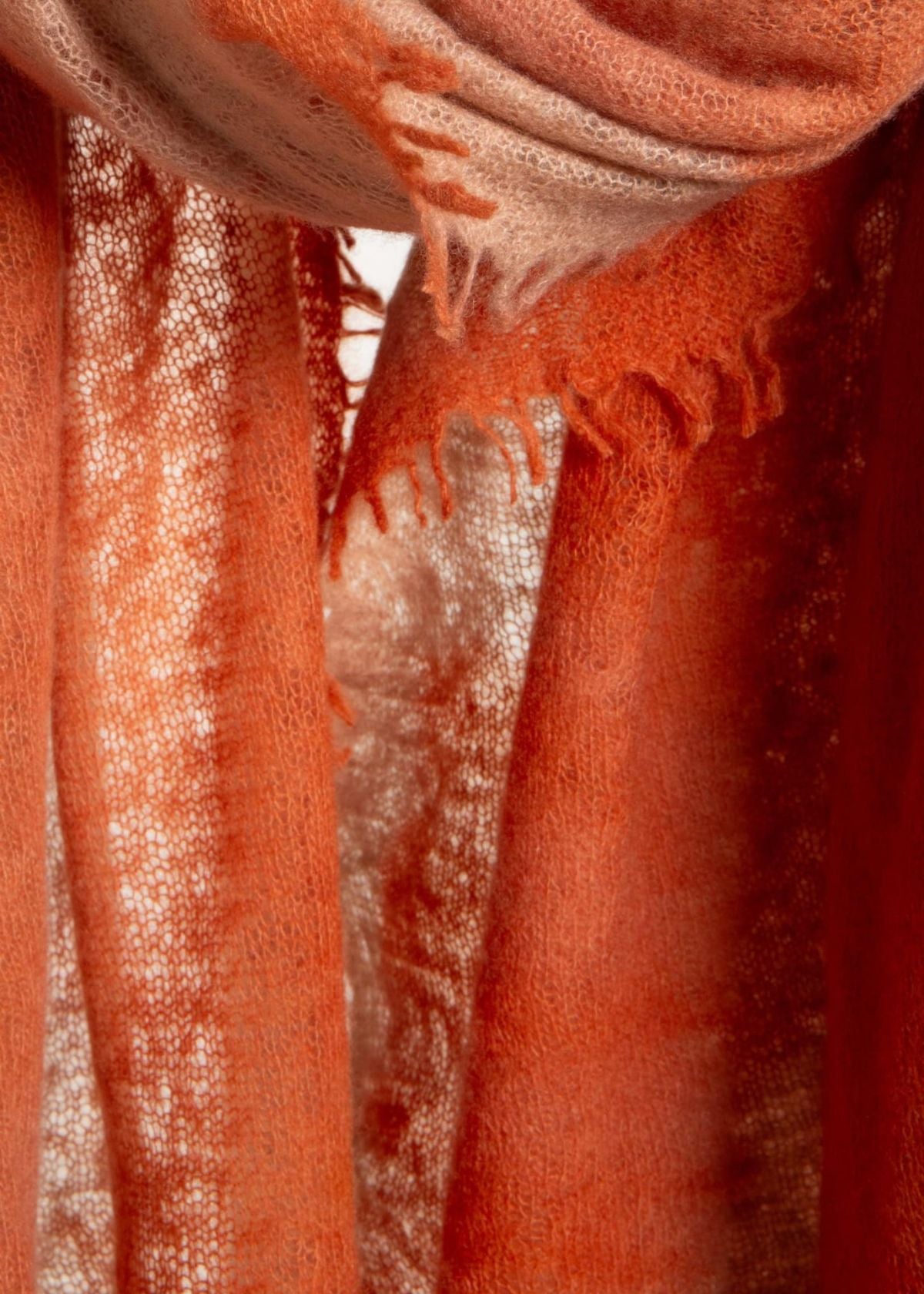 MIRROR IN THE SKY Lightweight Open Knitted Tie Dye Shawl - Hibiscus & Bulb