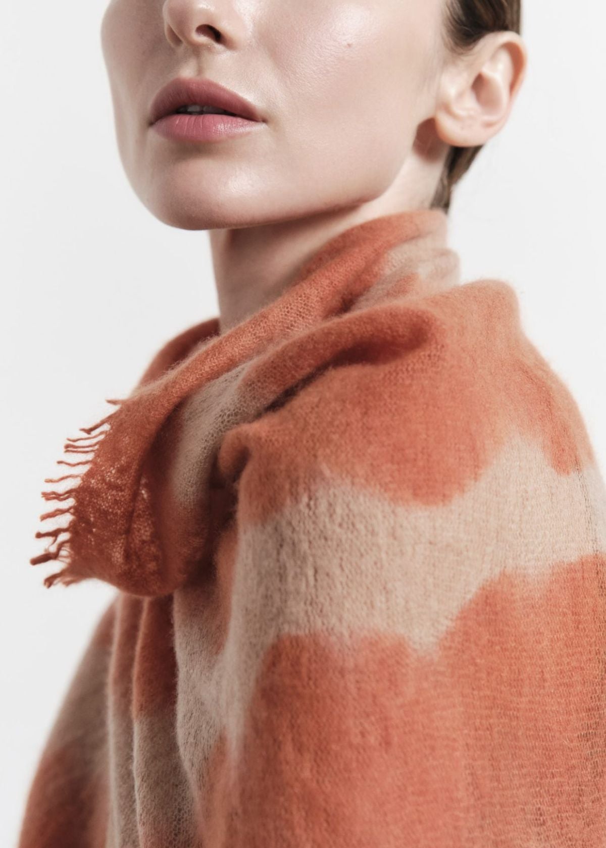 MIRROR IN THE SKY Lightweight Open Knitted Tie Dye Shawl - Hibiscus & Bulb