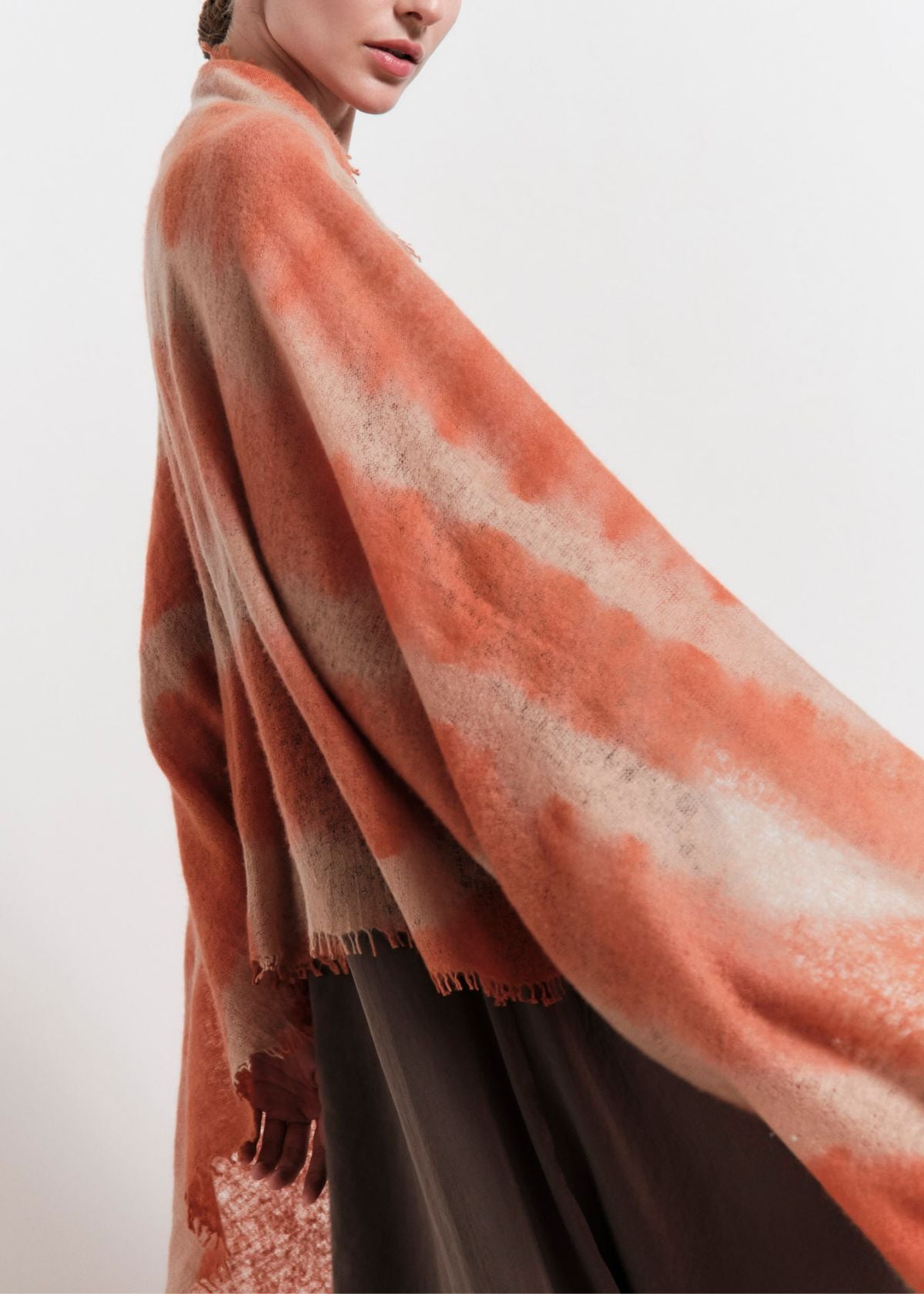 MIRROR IN THE SKY Lightweight Open Knitted Tie Dye Shawl - Hibiscus & Bulb