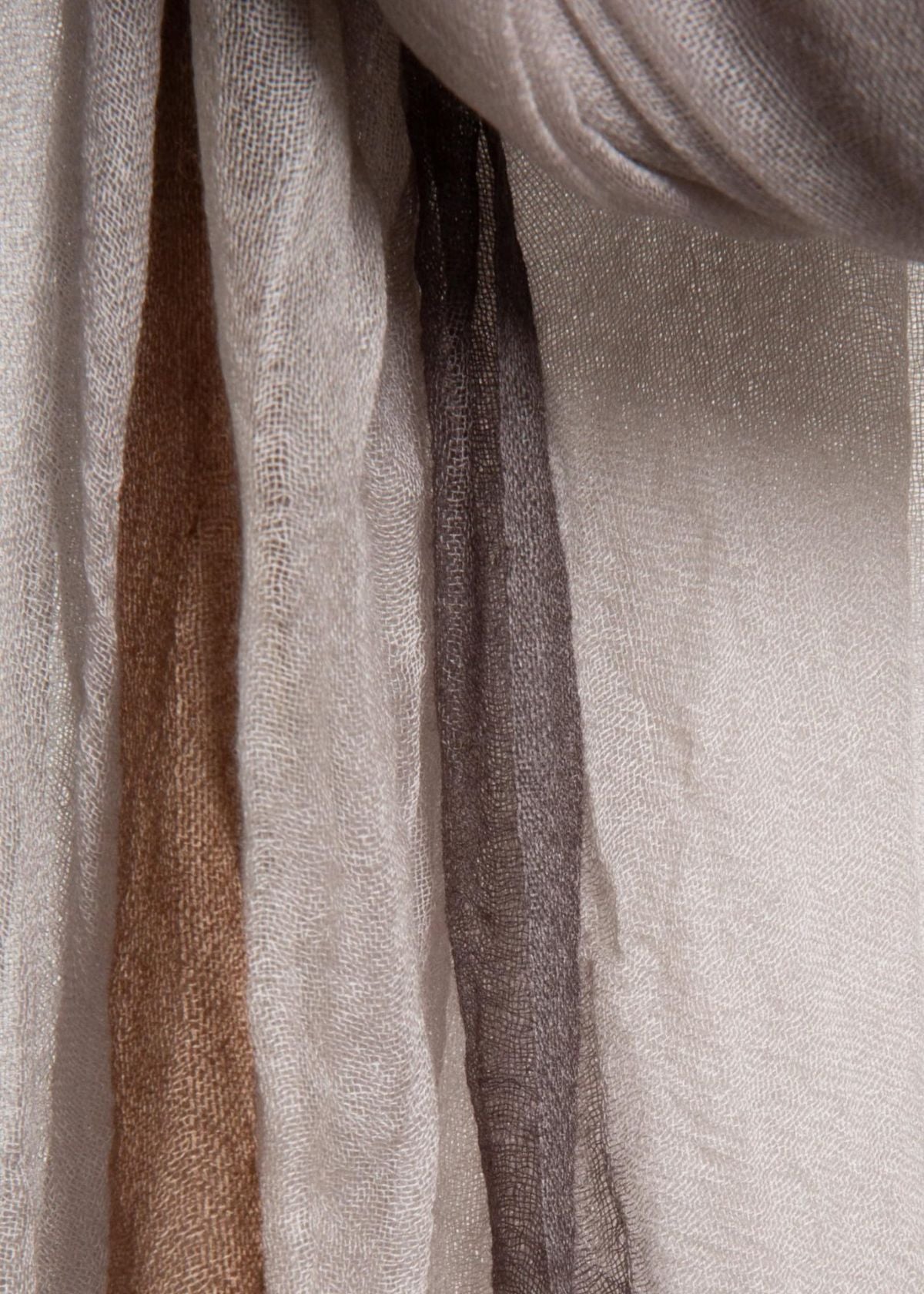 MIRROR IN THE SKY Souffle Tibetan Dip Dye Shawl -Stoneware, Dark, and Macassar