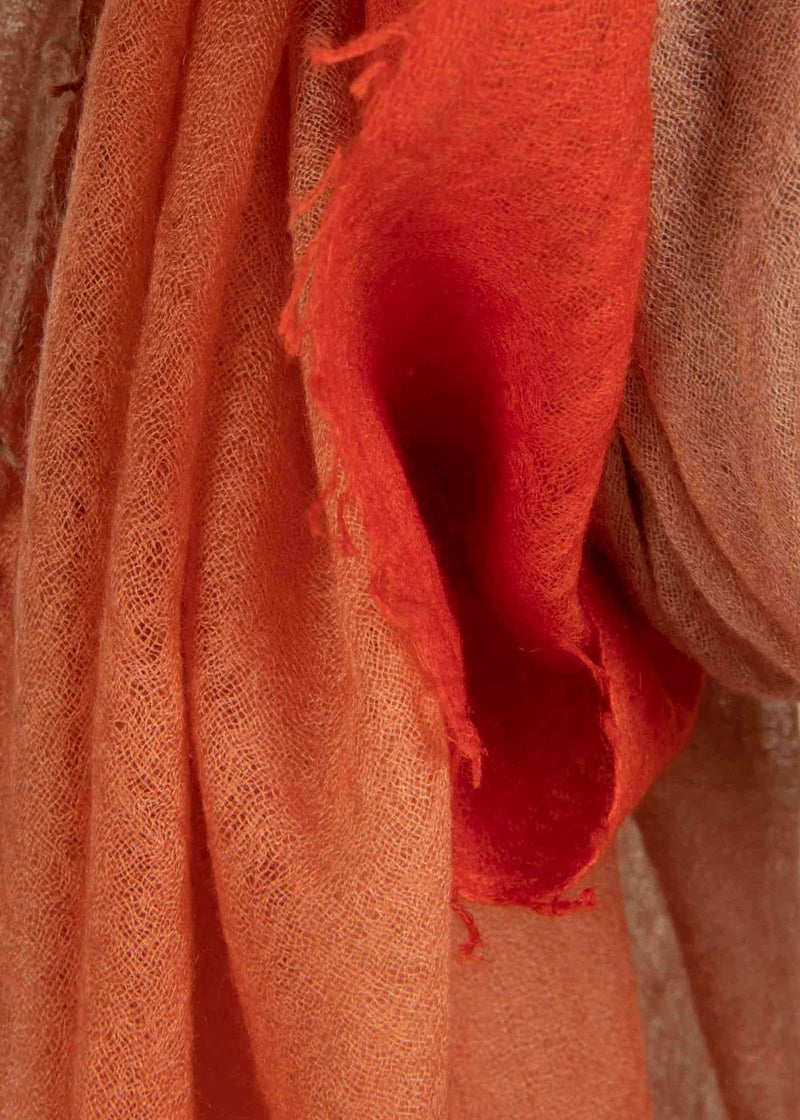 MIRROR IN THE SKY Souffle Semi Felted Degradee Shawl - Orange