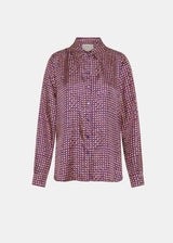 MOMONI Arles Silk Shirt - Coral/Indigo