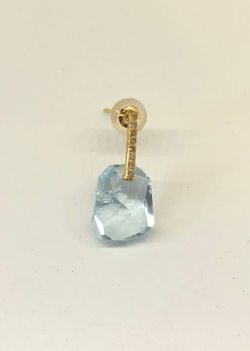 MONAKA Hibiki Stone Earring - Aquamarine and Diamond
