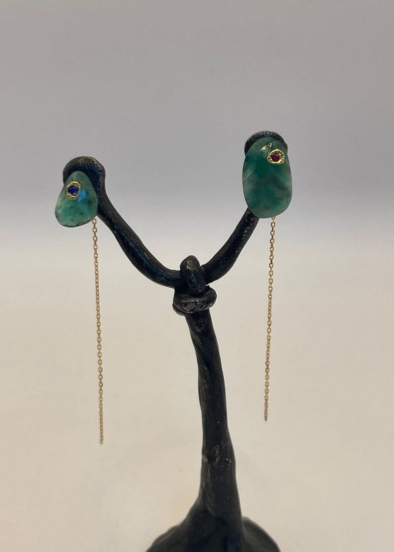 MONAKA Flat Pierced Earring - Emerald