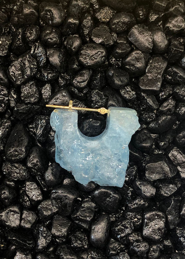 MONAKA Rock Slit Pierced Earring - Aquamarine