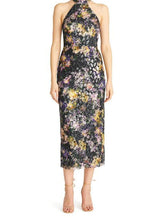 MONIQUE LHUILLIER Printed Lace Midi Dress - Iris Blur