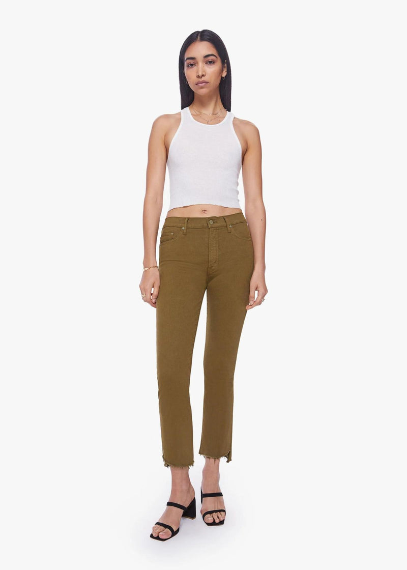 MOTHER Insider Crop Step Fray Jean - Fir Green