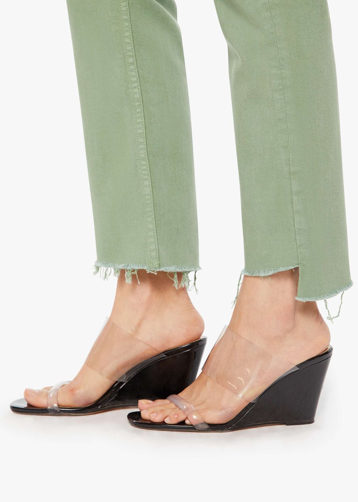MOTHER High Waisted Rider Ankle Step Fray Jean - Cats and Dogs Mistletoe